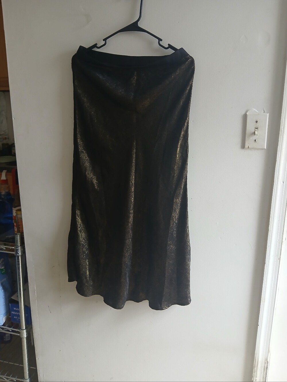 The Shirt by Rochelle Behrens Metallic Black Maxi Skirt